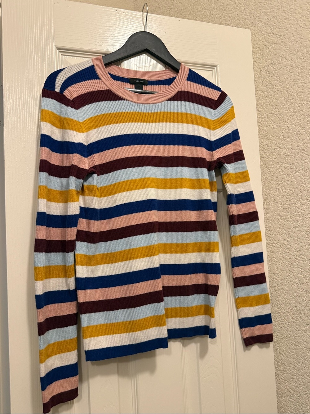 Halogen Striped Ribbed Crewneck | Size 1
